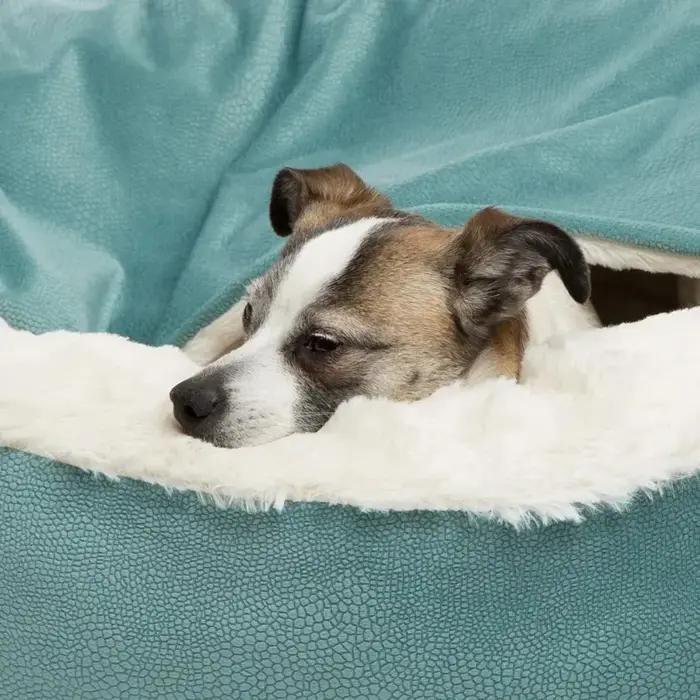 Lit orthopedique pour chien et chat avec couverture a capuche douillette impermeable et resistant a la saleté pour les saisons froides