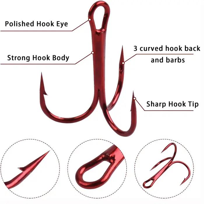 Lot d'hameçons triples avec ardillon pour la pêche au poisson-chat, au bar ou à la truite, crochets