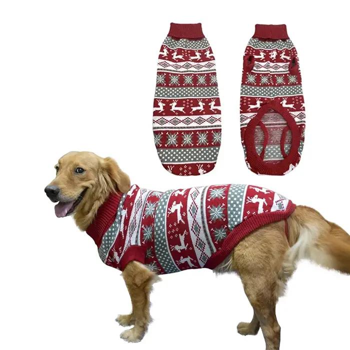 Pull de Noël moche en forme de renne pour chien, vêtement tricoté d'hiver pour animaux de compagnie, pull chaud à col roulé, tenue pour chiens de taille moyenne et grande pour occasions spéciales