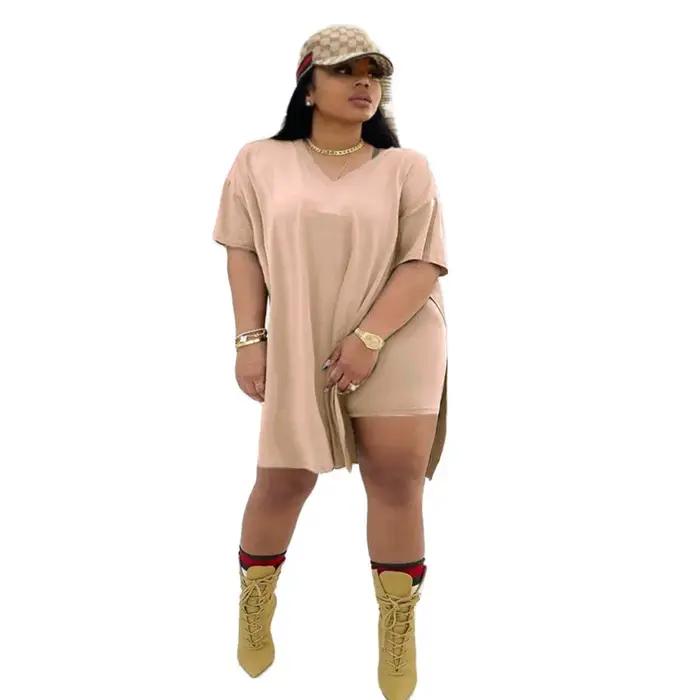 Ensemble deux pièces pour femmes, grande taille, 4XL, vente en gros, slip, ourlet, short, survêtement décontracté, streetwear, été