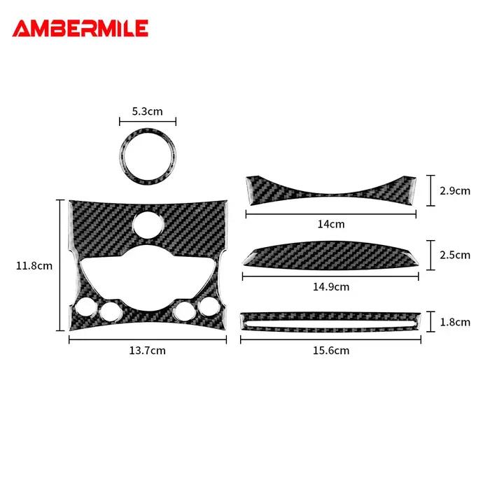 Autocollant de couverture de panneau de bouton de commande centrale de voiture, en Fiber de carbone