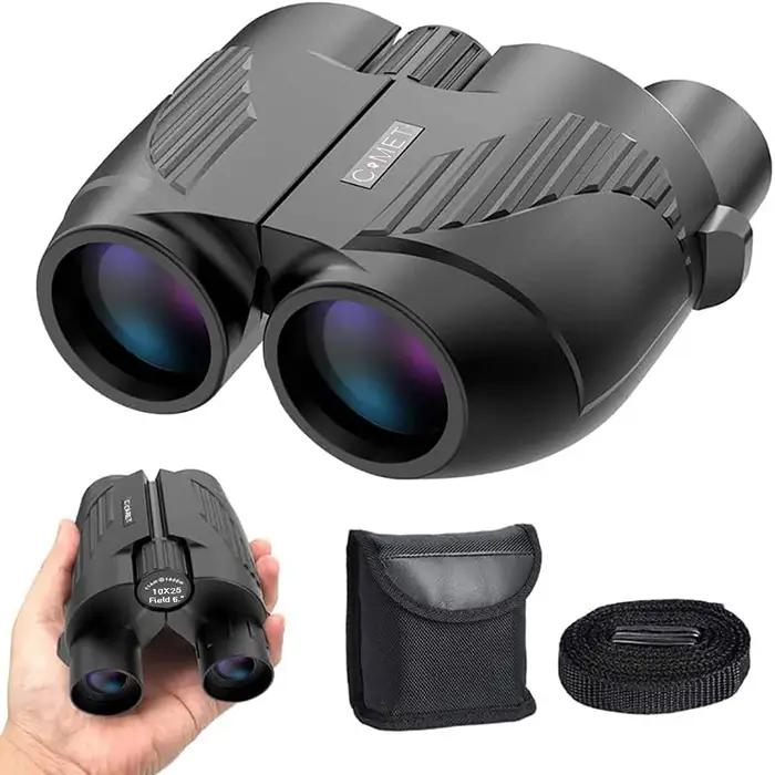 Jumelles compactes 10x25 étanches Bak4 pour adultes et enfants - Focus facile pour observation d'oiseaux et randonnée