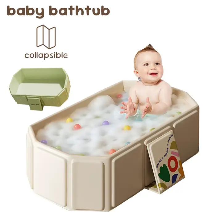 Baignoire pour bébé avec drain intégré, baignoire compacte pliable de qualité supérieure, baignoire