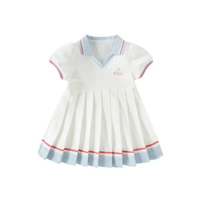 Dave Bella filles robes automne printemps manches courtes élégant coton enfants jupe décontractée sport plein air enfant