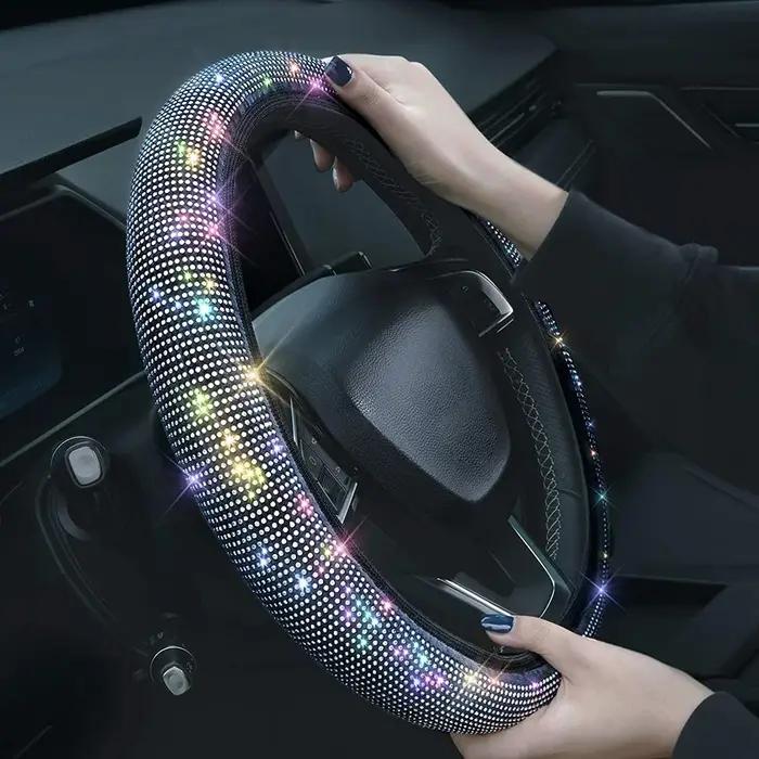 Housse de volant universelle pour voiture SUV, 38cm, respirante, antidérapante, strass scintillants,