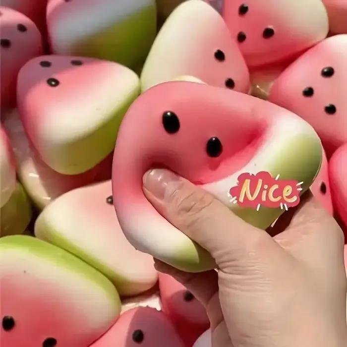 Jouet de décompression de pastèque Squishy Anti-stress, peau de glace douce, décompression à rebond