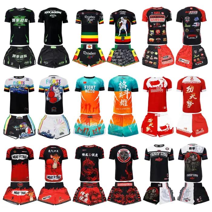 Ensemble d'entraînement de compétition de Muay Thai MMA - T-shirt à manches courtes et short pour les arts martiaux