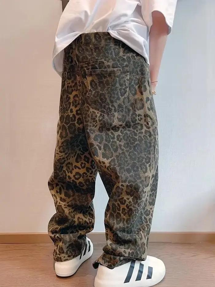 Jean léopard Tan pour homme