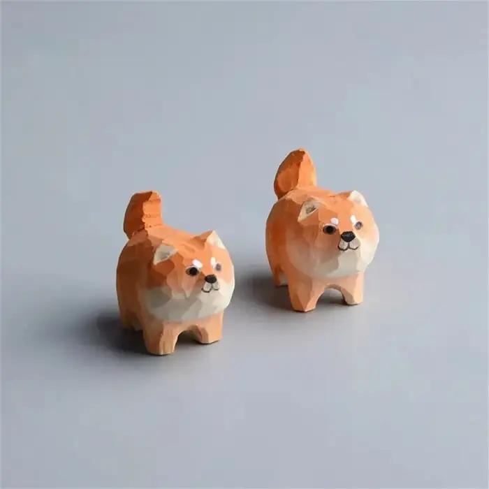 Porte-clés en bois sculpté Akita Husky Kawaii Pendentif Animal Sculpté Main Unisexue Adulte Occasions Spéciales