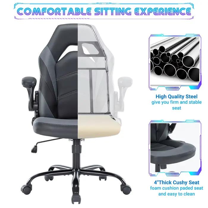JHK ergonomique bureau ordinateur maison jeu chaise de bureau réglable en cuir PU chaise de course r
