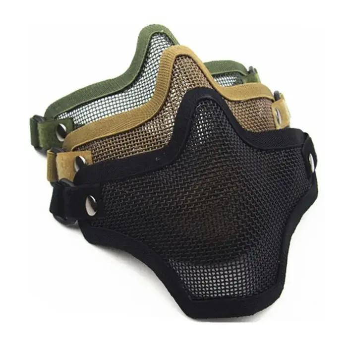 Masque de protection camouflage chasse paintball acier mesh demi-visage tactique airsoft