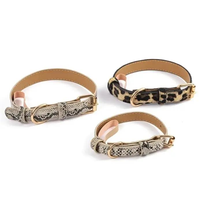 Collier de chien imprimé léopard à la mode en cuir PU résistant à l'usure