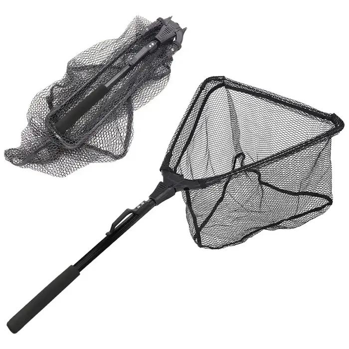 Filet de pêche main Fine en alliage d'aluminium Triangle pliable petits filets à mailles