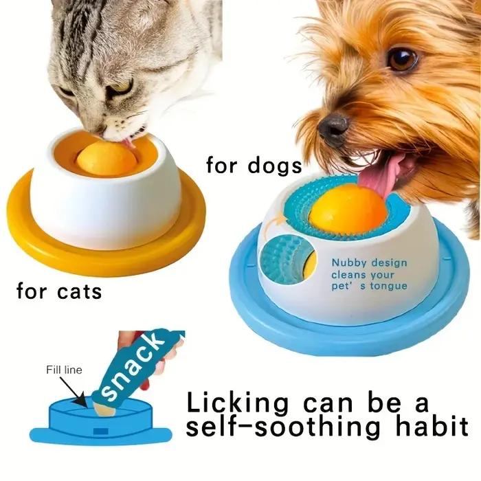 Tapis de léchage pour chien avec boule rotative pour alimentation lente | Jouet pour chiot en forme de pot de yaourt à