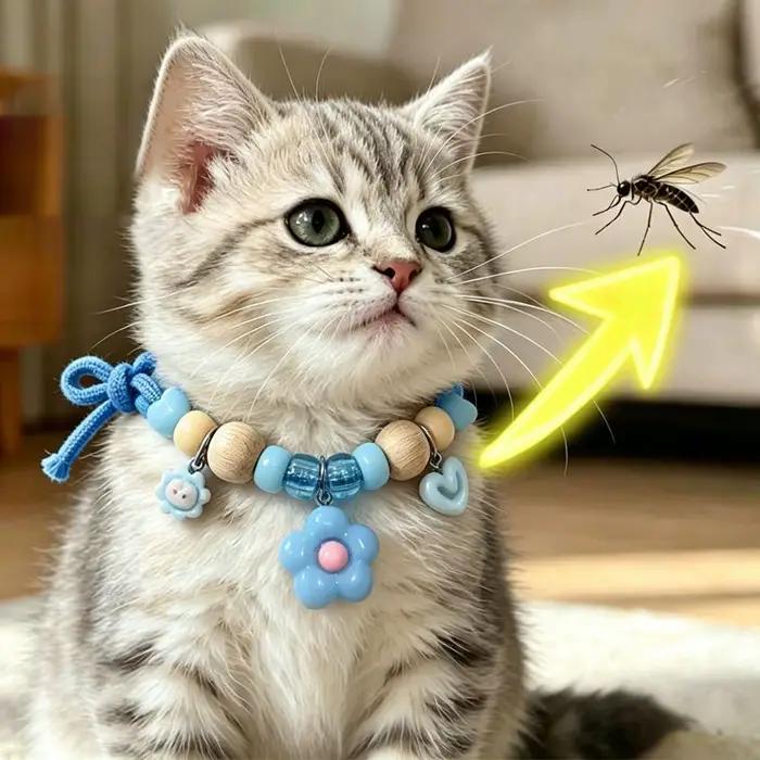 Collier anti-puces pour chat et chien en bois naturel