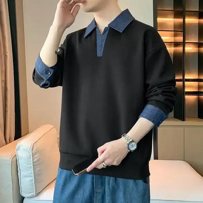 Sweat-shirt à manches longues pour hommes, style décontracté, col rond, polyester, fermeture éclair, pour printemps et automne, occassions décontractées, cadeau d'anniversaire ou de Noël