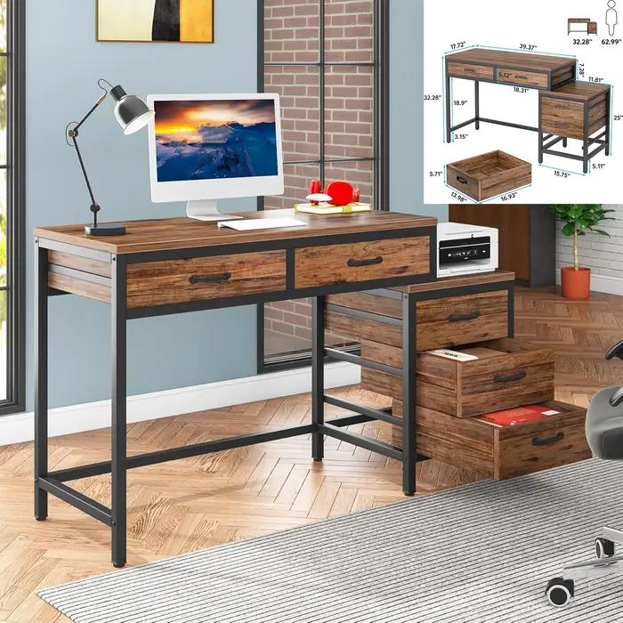 Bureau d'ordinateur en forme de L avec 3 tiroirs et étagères pour petit espace professionnel ou domestique occasions spéciales