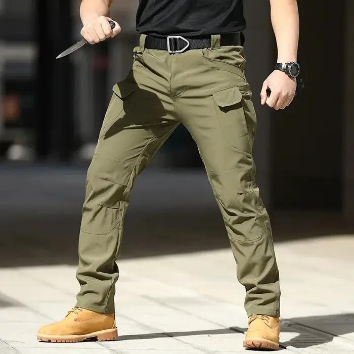Pantalon cargo tactique homme softshell stretch - Poches multiples sans ceinture entretien toutes saisons