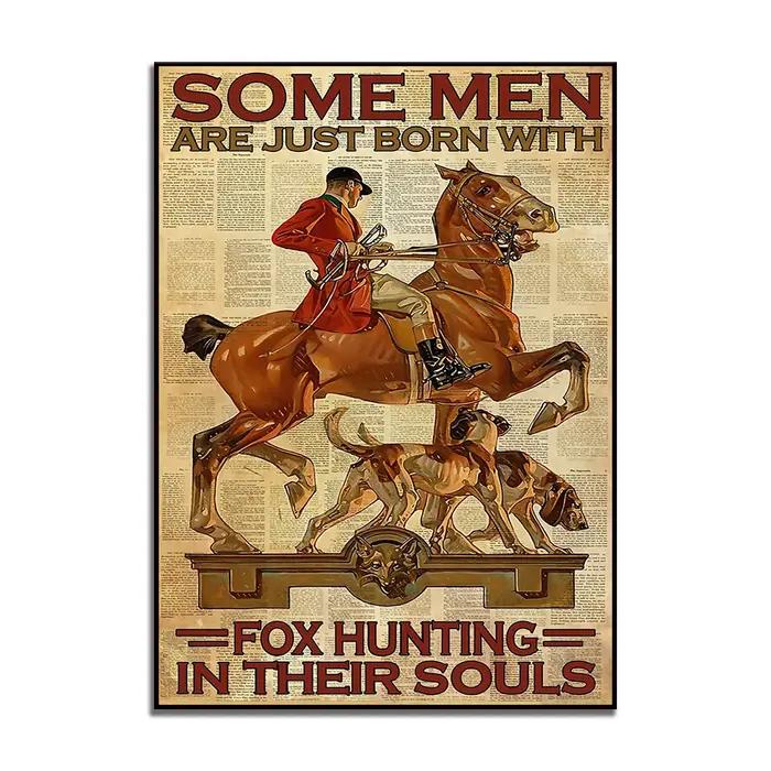 Affiche de chasse en renard et chiens, affiche de décoration pour la maison