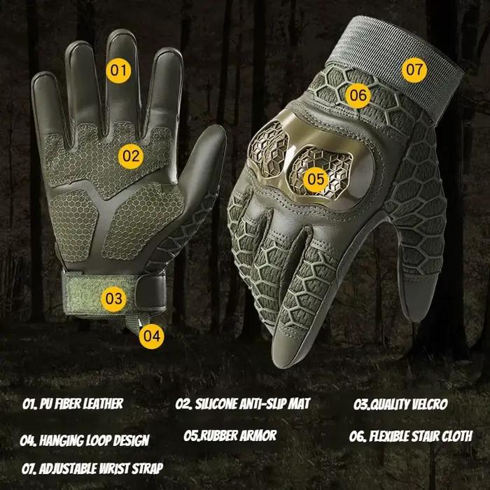 Gants tactiques escalade montagne doigts entiers anti-dérapant résistants coque mesh protection entraînement