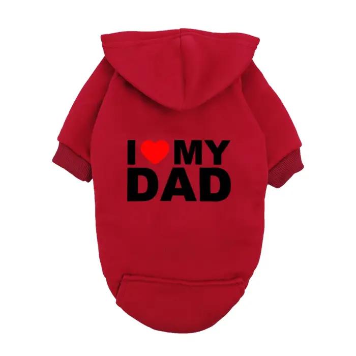 Sweat à capuche pour chien "I Love My Dad" - Sweat-shirt pour chiot de petite et moyenne taille - Cadeau mignon pour la fête des pères pour animaux de compagnie