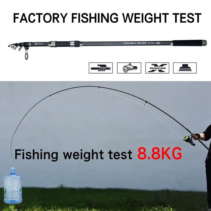 Canne surfcasting télescopique PHISHGER 3.6-5.3m - Power 80-150g carbone 30T pêche rivage mer