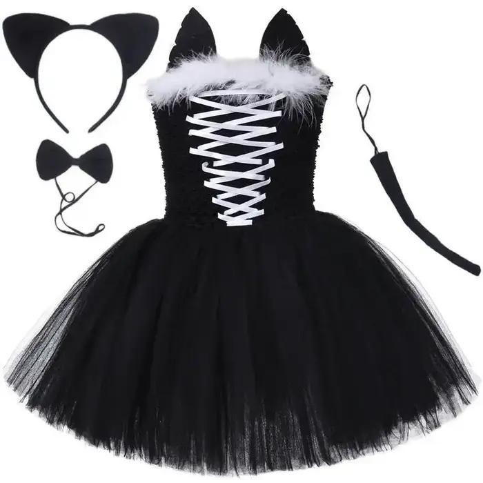 Robe tutu chat noir pour filles