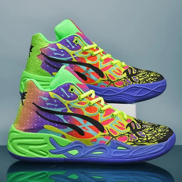 Chaussures de basket-ball pour hommes montantes souples et légères polyesters PVC confortables pour hommes occasions de sport et entraînement