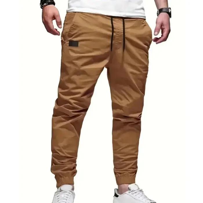 Pantalon cargo homme ample droit sport uni sweatpants grande taille joggers tissé décontracté