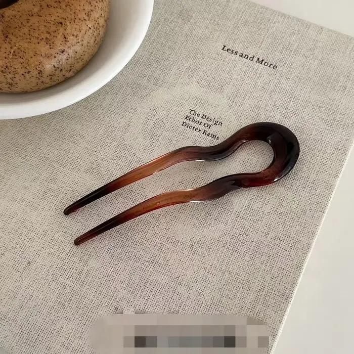 Épinglette à cheveux en forme de U design géométrique rétro en plastique pour femmes occasions spéciales soirées photos