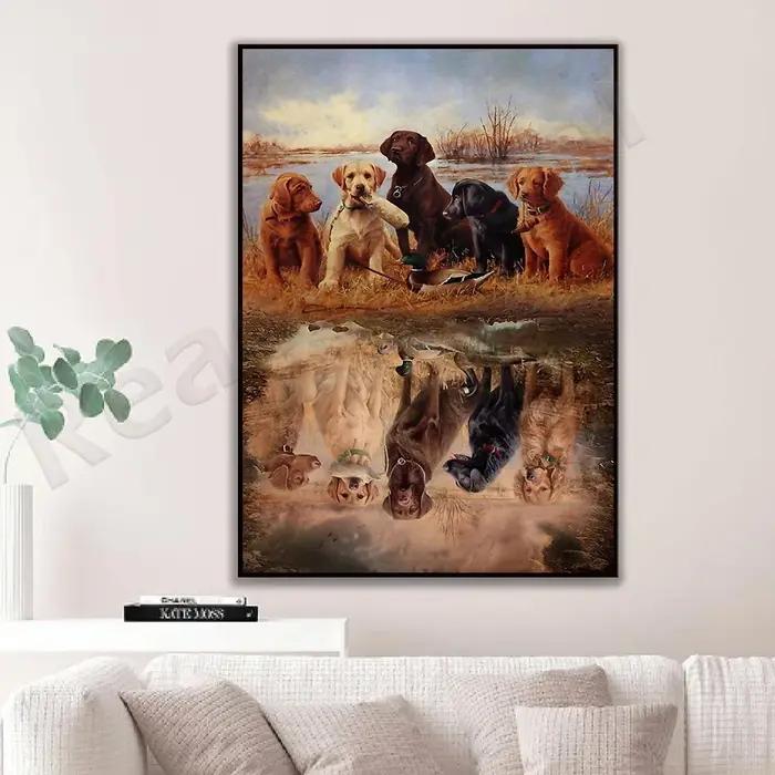 Affiche de chasse de chiens de canard et sauvagine impression sur toile européenne style cadre interne pour décoration maison occasions spéciales