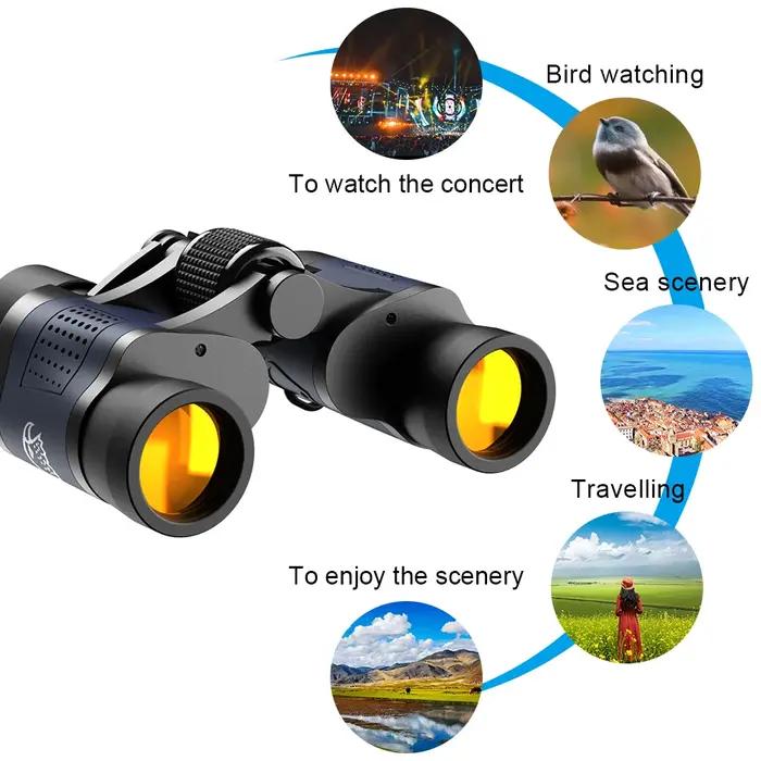 Jumelles haute clarté 60X60 pour adultes prismes BAK4 - Lentilles optiques puissantes chasse sports outdoor camping