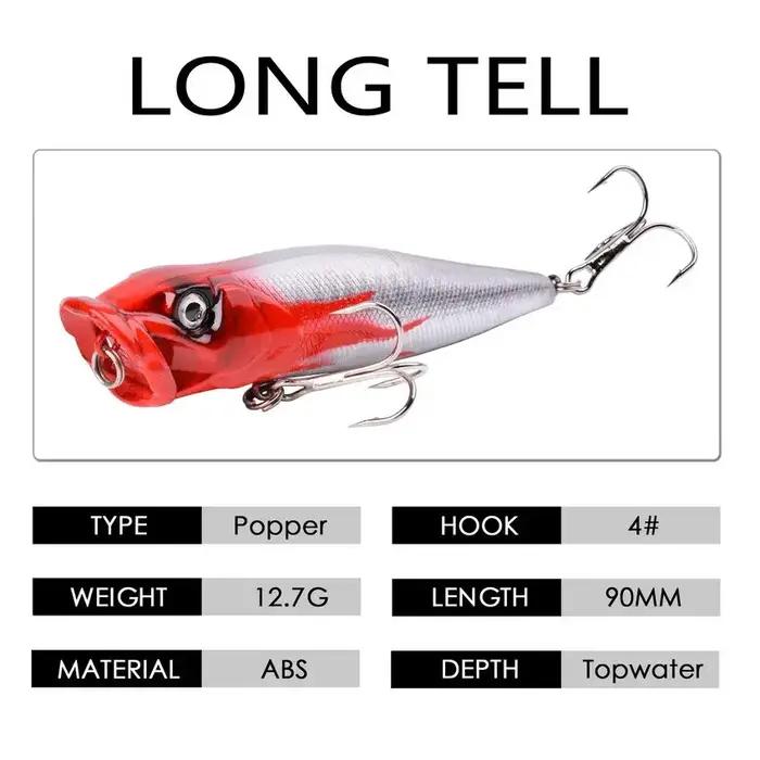 5 pièces leurres de pêche Popper Topwater yeux 3d appâts durs Wobblers artificiels matériel de pêche