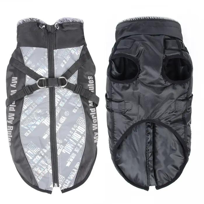 Manteau épais pour gros chiens avec col en fourrure