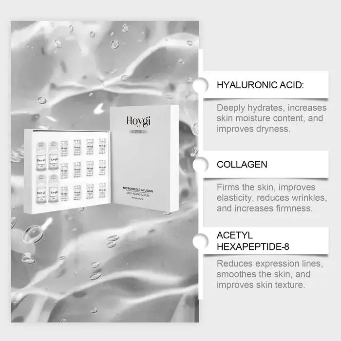 Kit Sérum Raffermissant Visage avec Rouleau Microneedle Anti-Âge, Essence Hydratante et Lissante pou