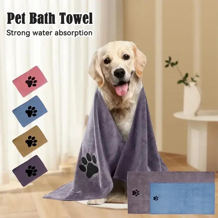 Serviette de bain pour animaux de compagnie en microfibre