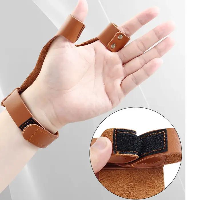 Gants de protection en cuir noirs à 2 doigts pour tir à l'arc