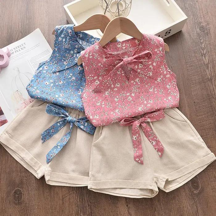 Vêtements d'été pour bébés filles, gilet sans manches et short, 2 pièces/ensembles, vêtements pour tout-petits, Costume de mode pour nourrissons, survêtements pour enfants, nouvelle collection