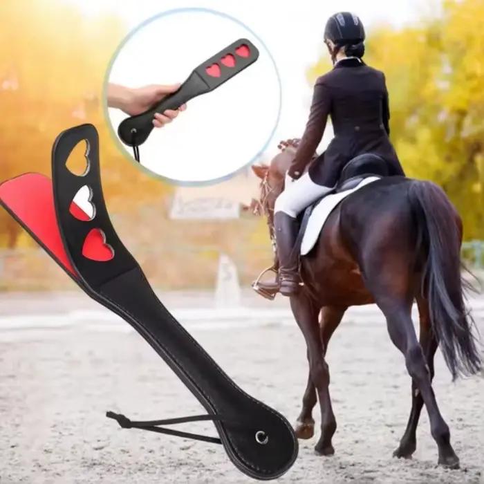 Fouet équestre en cuir noir de haute qualité de 32 cm