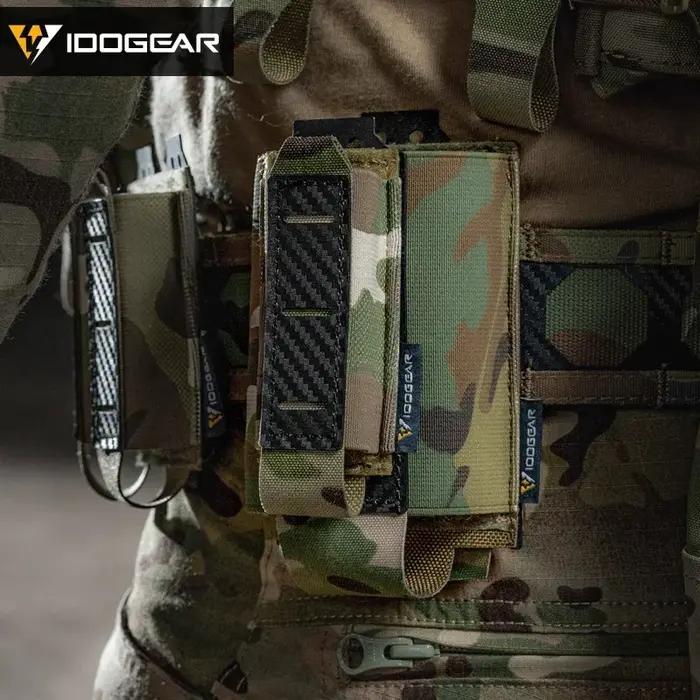 Étui chargeur tactique IDOGEAR fibre carbone 9mm anti-dérapant léger 2 pièces compatible MOLLE
