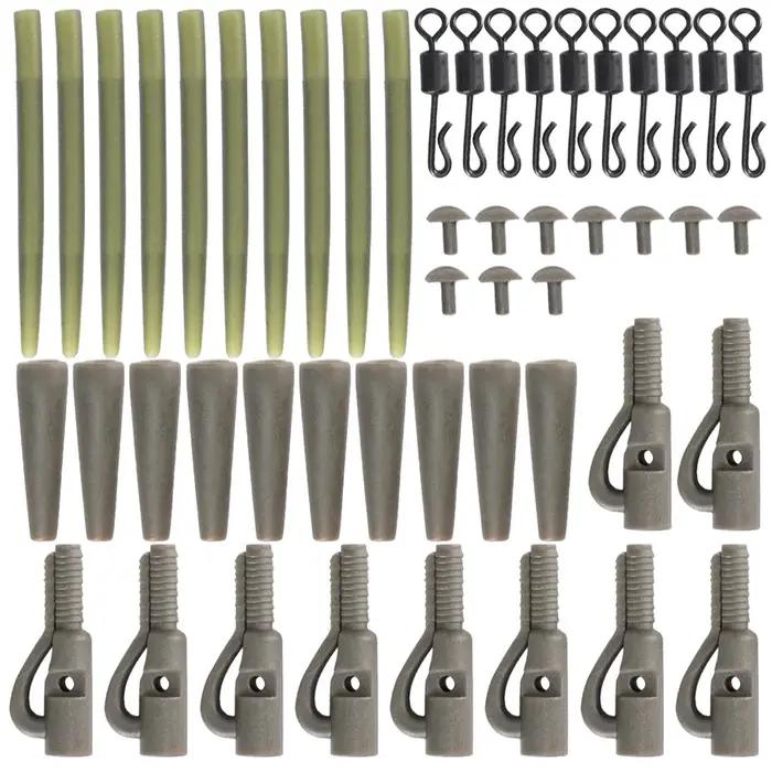 Hirisi 40pcs Clips de sécurité pêche carpe émerillons tail rubber manchon Anti-tangle accessoires de