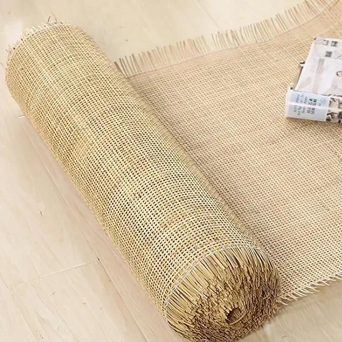 Toile de canne indonésienne en maille naturelle, rotin WUNICEF, grille en rouleau, tissage, matériel