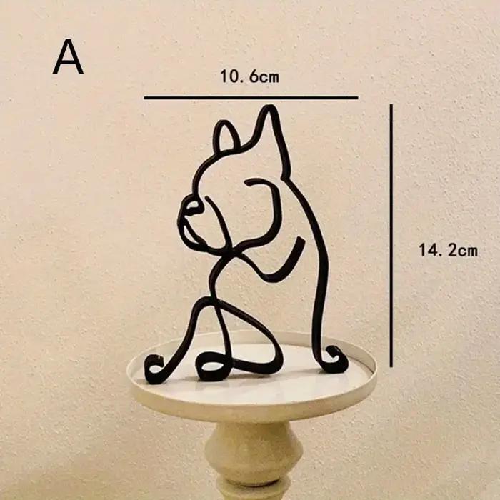Sculpture d'art créatif en métal, chien abstrait minimaliste, Figurines en fer, accessoires de burea