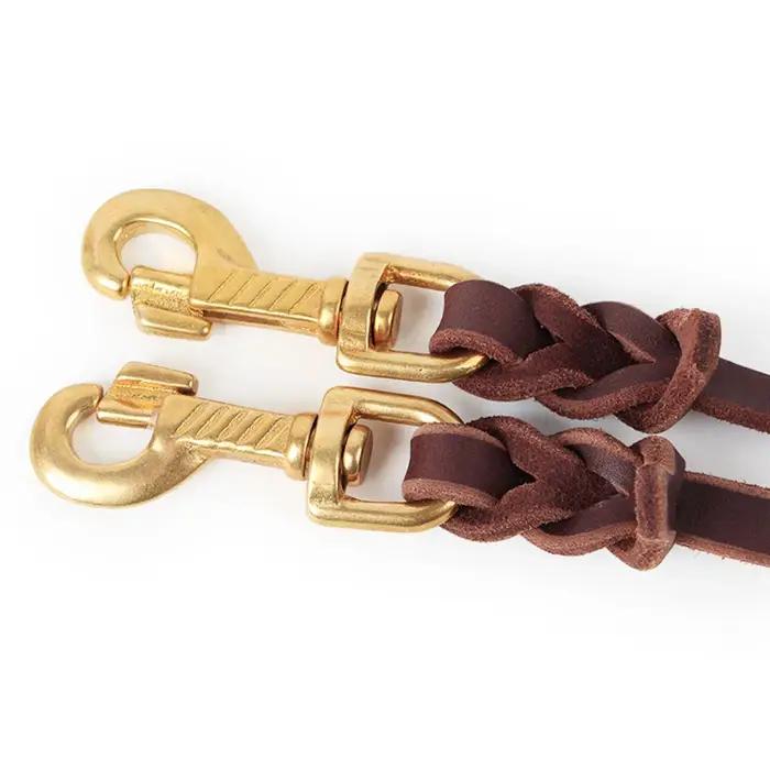 Couremplaçant de laisse en cuir véritable tressé pour chiens