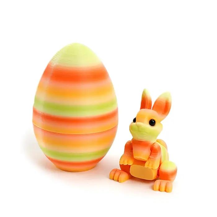 Ornement de Pâques tendance : Œufs de lapin imprimés en 3D, modèle animal arc-en-ciel amusant, cadeau mignon pour un joyeux Pâques
