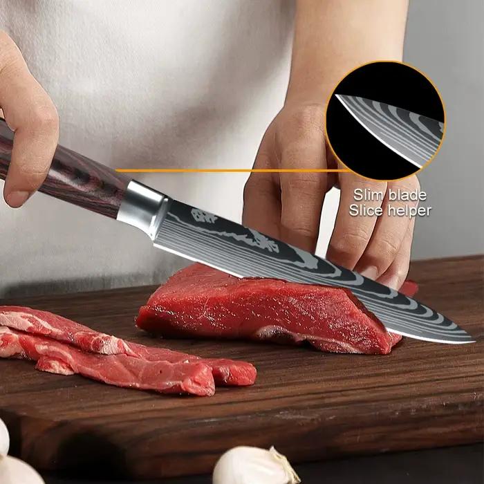 MDHAND 6 Styles couteaux de Chef de cuisine en acier inoxydable à haute teneur en carbone couteau à