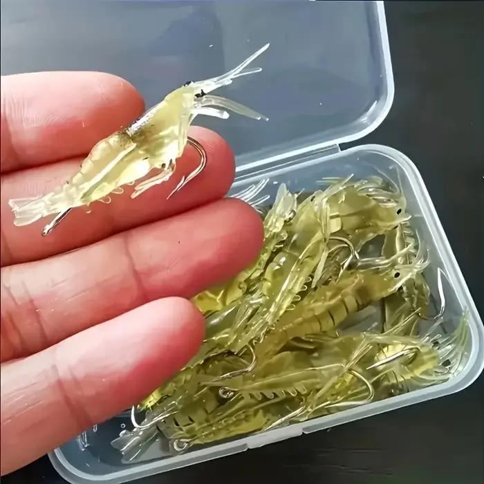 Ensemble de leurres artificiels en forme de crevettes pour pêche en bateau océanique plage lac rivière réservoir d'étang stream pêche en roche océanique gestion