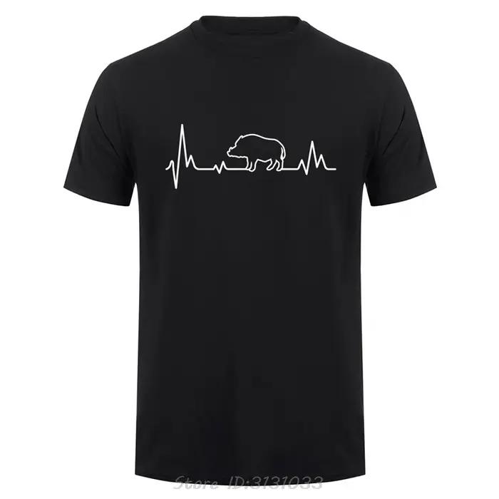 Sanglier battement de coeur chasse vêtements pour hommes T-shirt surdimensionné à manches courtes coton