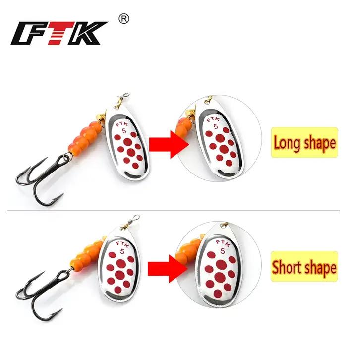 FTK 1PC Spinner Bait 1 # -5 # Leurre de pêche pour bar, leurres durs, cuillère avec hameçon triple