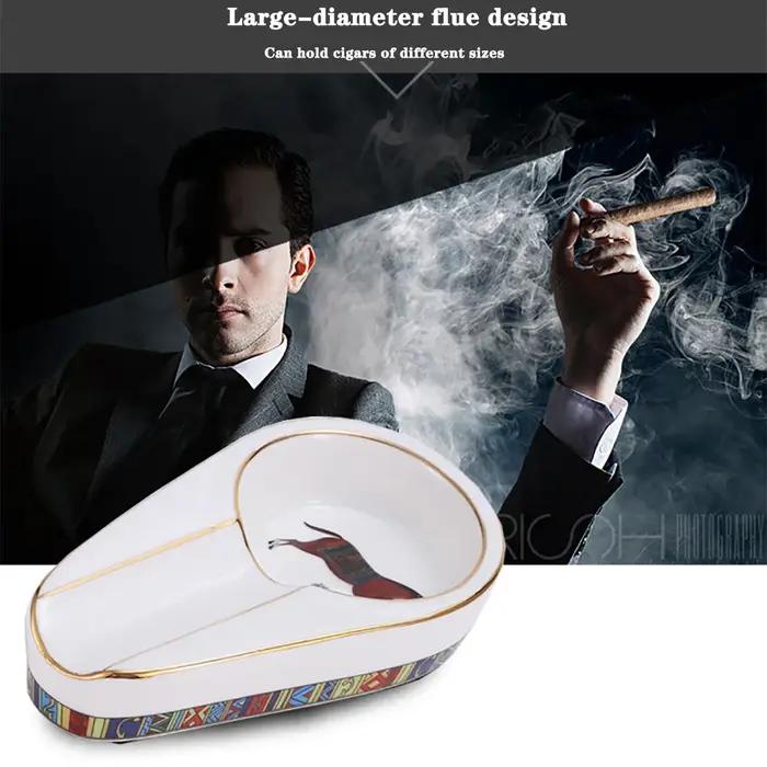 Cendrier portable en céramique rond pour maison, élégant gadget pour cigares, pour détente et occasions spéciales